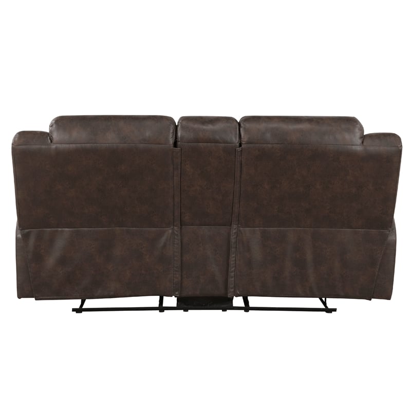 Henry Manual Double Reclining Loveseat- Console- Dark Brown Microfiber