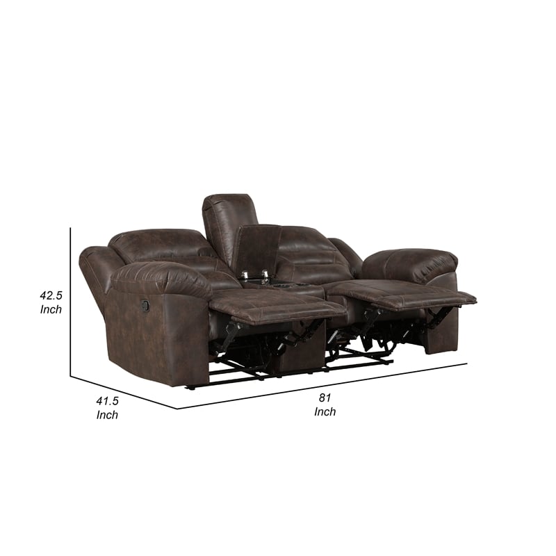 Henry Manual Double Reclining Loveseat- Console- Dark Brown Microfiber