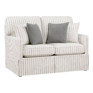 Tory Loveseat- 4 Throw Pillows- Gray White Striped- 56 Inch