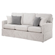 Tory Sofa with 4 Throw Pillows- Gray White Striped Polyester- 79 Inch
