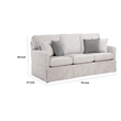 Tory Sofa with 4 Throw Pillows- Gray White Striped Polyester- 79 Inch