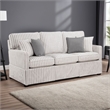 Tory Sofa with 4 Throw Pillows- Gray White Striped Polyester- 79 Inch