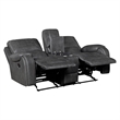 Dean Reclining Loveseat- Pillow Tufted Gray Faux Leather 76 Inch
