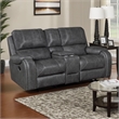 Dean Reclining Loveseat- Pillow Tufted Gray Faux Leather 76 Inch
