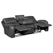 Dean Reclining Sofa- Pillow Tufted Gray Faux Leather 87 Inch
