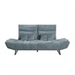 Kyan Adjustable Depth Power Reclining Sofa- 2 Pillows- Blue Chenille