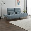 Kyan Adjustable Depth Power Reclining Sofa- 2 Pillows- Blue Chenille