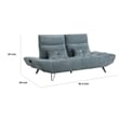 Kyan Adjustable Depth Power Reclining Sofa- 2 Pillows- Blue Chenille