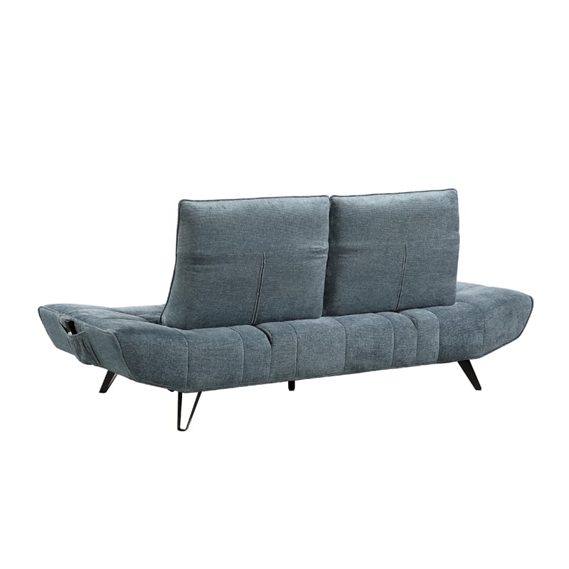 Kyan Adjustable Depth Power Reclining Sofa- 2 Pillows- Blue Chenille