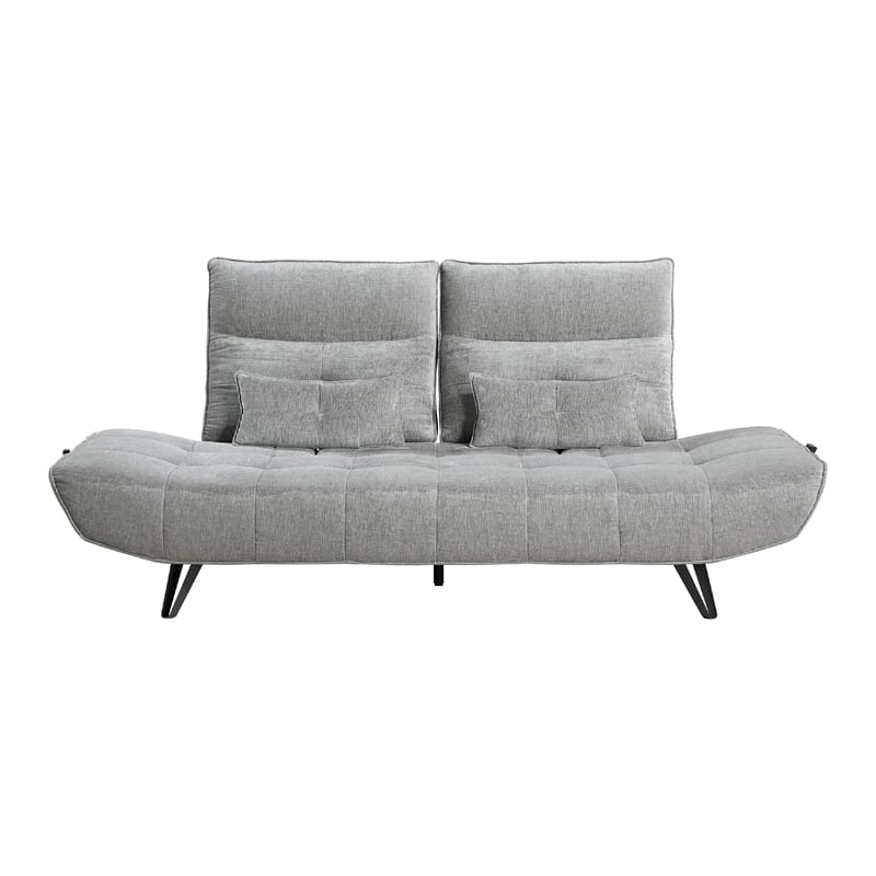 Kyan Adjustable Depth Power Reclining Sofa- 2 Pillows- Gray Chenille
