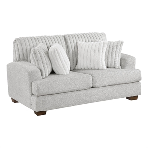 Witz Loveseat- 70 Inch- 4 Pillows- Ribbed Texture Light Gray Corduroy