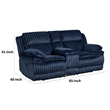 Rexy Manual Dual Recliner Loveseat with Console- Blue Corduroy 85 Inch
