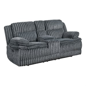 Rexy Manual Dual Recliner Loveseat- Console Dark Gray Corduroy 85 Inch