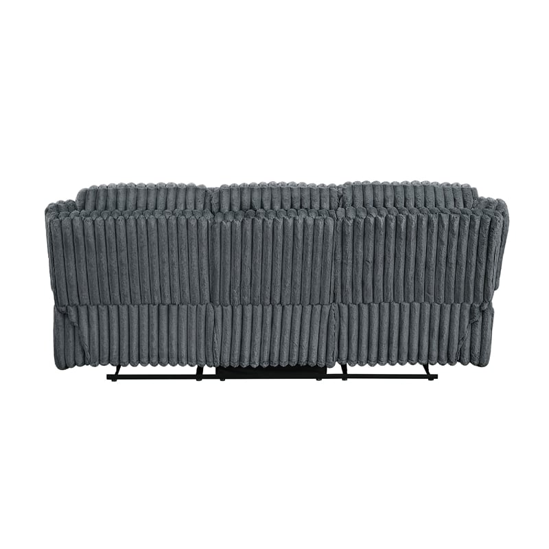 Rexy Manual Double Reclining Sofa- Textured Dark Gray Corduroy 95 Inch