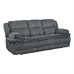Rexy Manual Double Reclining Sofa- Textured Dark Gray Corduroy 95 Inch