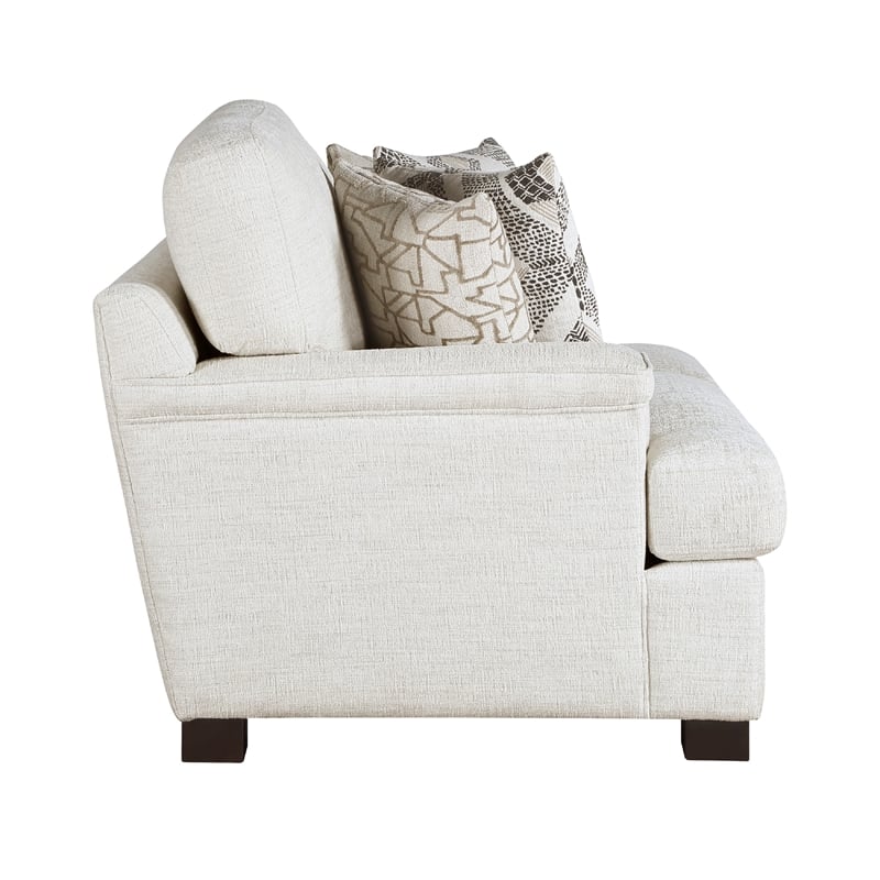 Osy Sofa with 4 Accent Pillows- 91 Inch- Soft Ivory Chenille