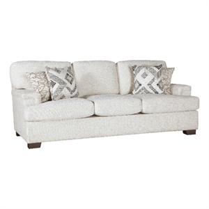 Osy Sofa with 4 Accent Pillows- 91 Inch- Soft Ivory Chenille