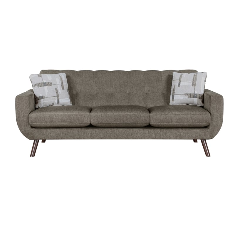 Jany Sofa with 2 Pillows- 87 Inch Brown Microfiber- Walnut Tone