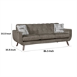 Jany Sofa with 2 Pillows- 87 Inch Brown Microfiber- Walnut Tone