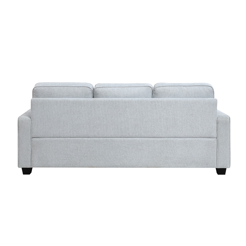 Pery Sofa w 2 Pillows- Reversible Cushions- Light Gray 84 Inch