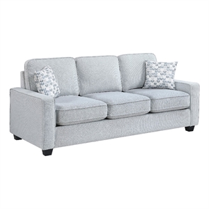Pery Sofa w 2 Pillows- Reversible Cushions- Light Gray 84 Inch