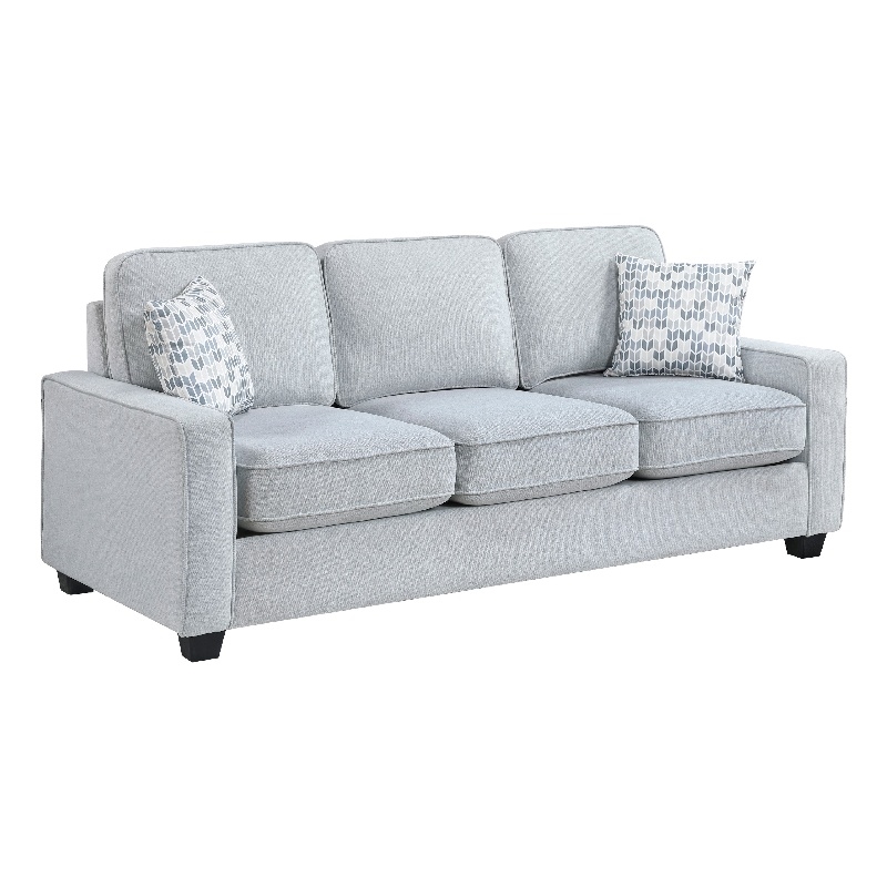 Pery Sofa w 2 Pillows- Reversible Cushions- Light Gray 84 Inch