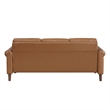 Lo Sofa w Rolled Arms- Mid Century Brown Faux Leather 79 Inch