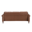 Lo Sofa w Rolled Arms- Mid Century Dark Brown Faux Leather 79 Inch