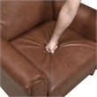 Lo Sofa w Rolled Arms- Mid Century Dark Brown Faux Leather 79 Inch