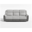 Feo Manual Reclining Sofa w Console- White Gray Microfiber 86 Inch