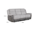 Feo Manual Reclining Sofa w Console- White Gray Microfiber 86 Inch