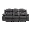 Mady Manual Reclining Sofa- Pillow Tufted- Dark Gray Polyester 85 Inch