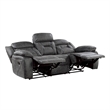 Mady Manual Reclining Sofa- Pillow Tufted- Dark Gray Polyester 85 Inch