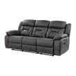 Mady Manual Reclining Sofa- Pillow Tufted- Dark Gray Polyester 85 Inch