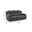 Mady Manual Reclining Sofa- Pillow Tufted- Dark Gray Polyester 85 Inch