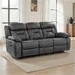Mady Manual Reclining Sofa- Pillow Tufted- Dark Gray Polyester 85 Inch