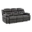 Mady Manual Reclining Sofa- Pillow Tufted- Dark Gray Polyester 85 Inch