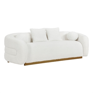 Novy Sofa- 4 Accent Pillows- White Sherpa- Gold- 93 Inch