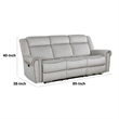 Ben Manual Reclining Sofa- 89 Inch- Gray Microfiber- Nailhead Trims