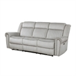 Ben Power Reclining Sofa- 89 Inch- Gray Microfiber- Nailhead Trims