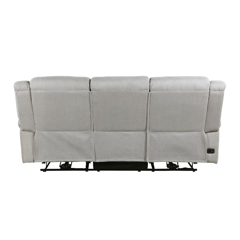 Ben Power Reclining Sofa- 89 Inch- Gray Microfiber- Nailhead Trims