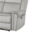 Ben Power Reclining Sofa- 89 Inch- Gray Microfiber- Nailhead Trims