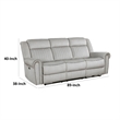 Ben Power Reclining Sofa- 89 Inch- Gray Microfiber- Nailhead Trims