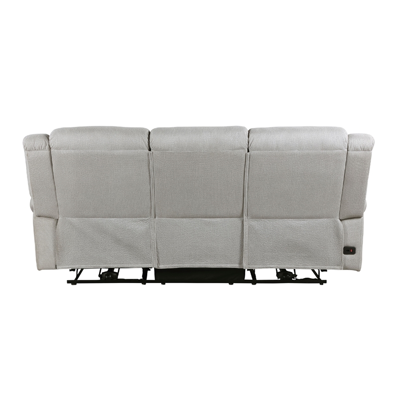 Ben Power Reclining Sofa- 89 Inch- Gray Microfiber- Nailhead Trims