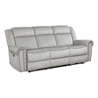Ben Power Reclining Sofa- 89 Inch- Gray Microfiber- Nailhead Trims