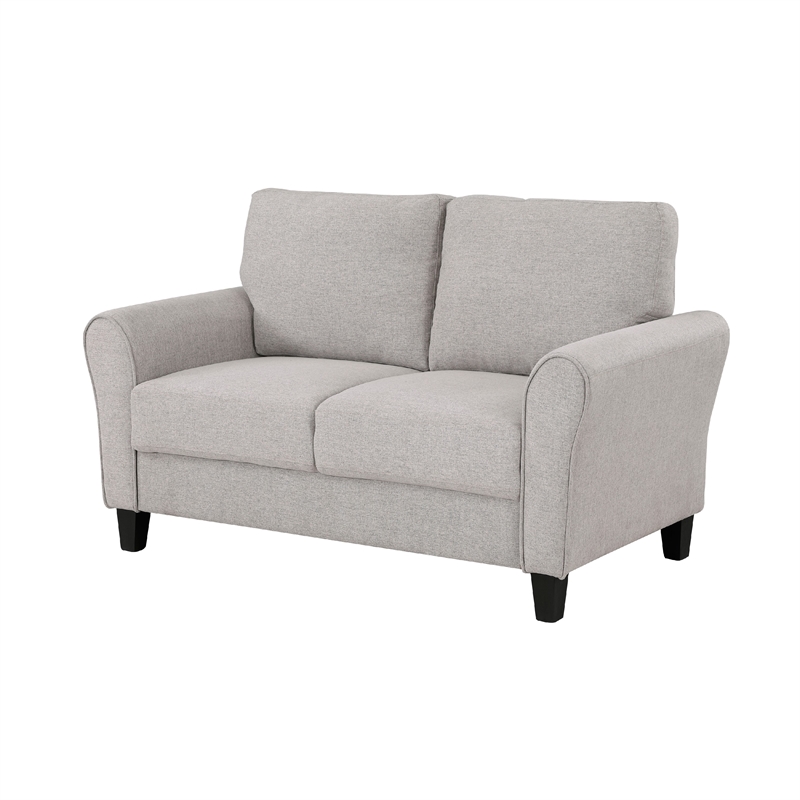 Leroi Loveseat- 58 Inch- Gray Fabric and Round Flared Armrests