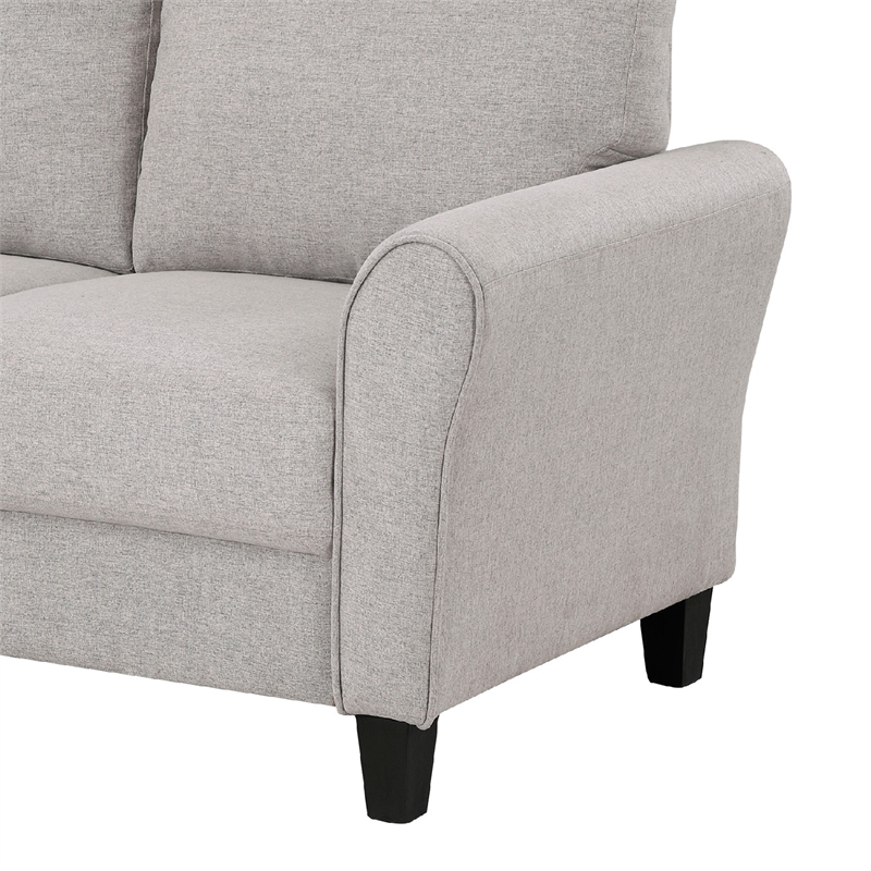 Leroi Loveseat- 58 Inch- Gray Fabric and Round Flared Armrests