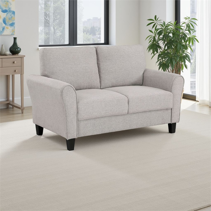 Leroi Loveseat- 58 Inch- Gray Fabric and Round Flared Armrests