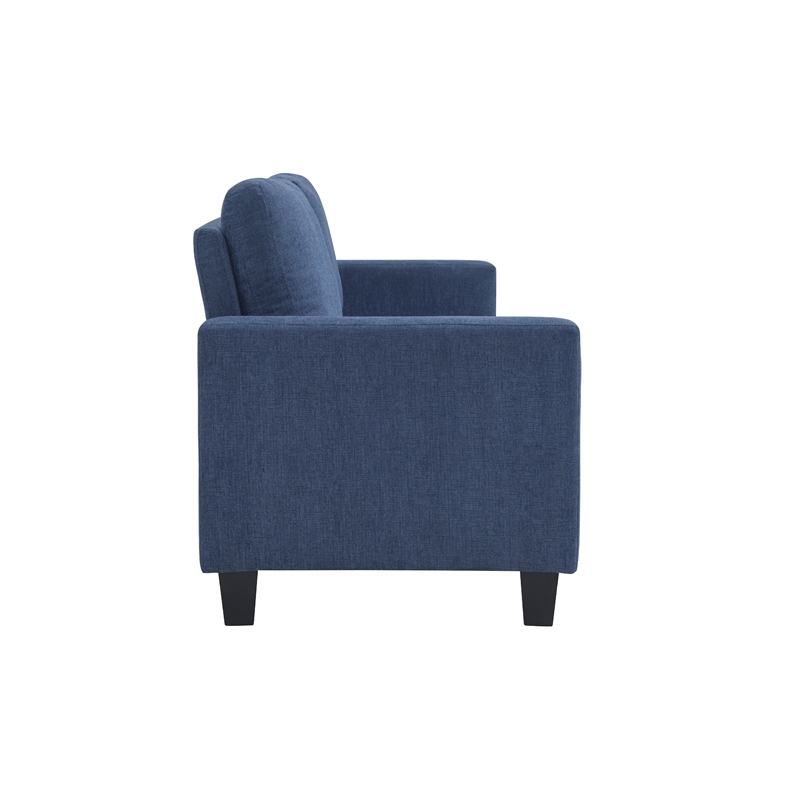 Mihi Sofa- Blue Chenille- 76 Inch- Black Tapered Wood Legs