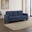 Mihi Sofa- Blue Chenille- 76 Inch- Black Tapered Wood Legs
